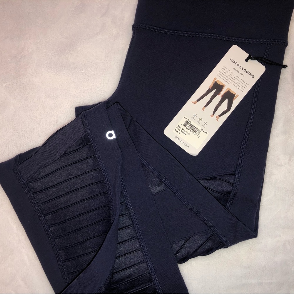 NWT ALO Moto Leggings Rich Navy / Rich Navy Glossy